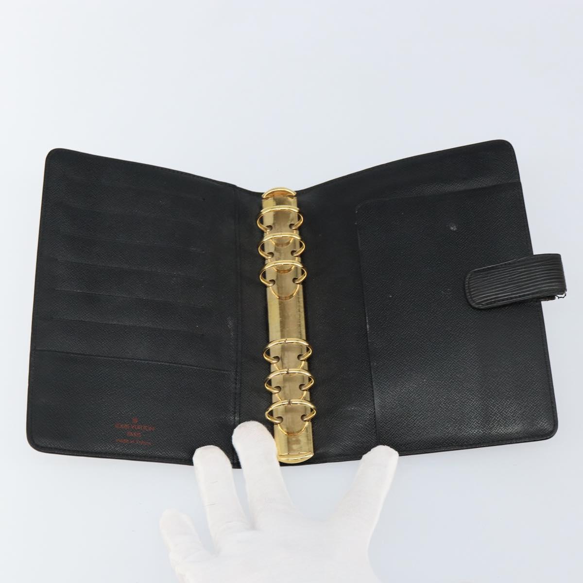 LOUIS VUITTON Epi Agenda MM Day Planner Cover Black R20042 LV Auth hk3152