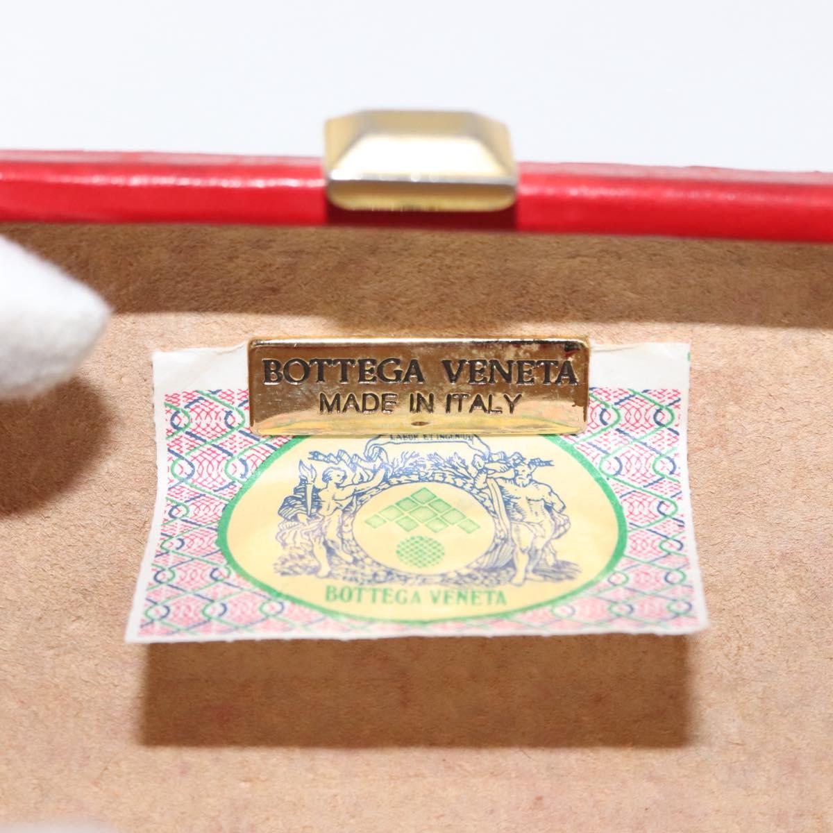 BOTTEGA VENETA INTRECCIATO Pouch Leather Red Gold Auth hk3161
