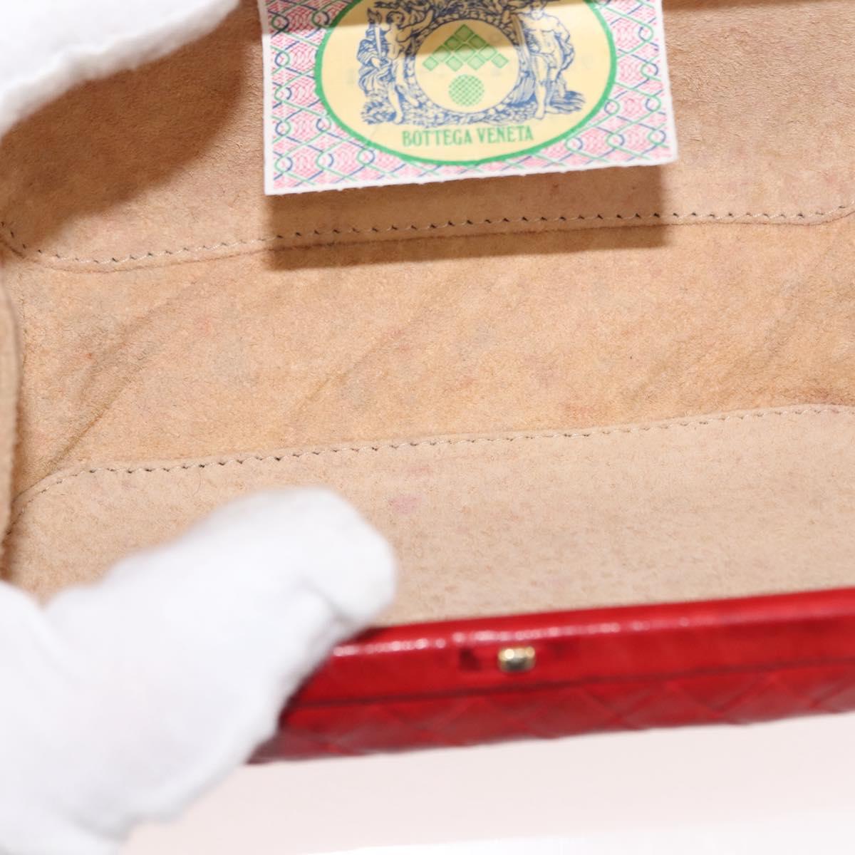 BOTTEGA VENETA INTRECCIATO Pouch Leather Red Gold Auth hk3161