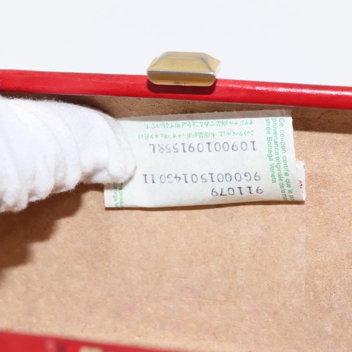 BOTTEGA VENETA INTRECCIATO Pouch Leather Red Gold Auth hk3161