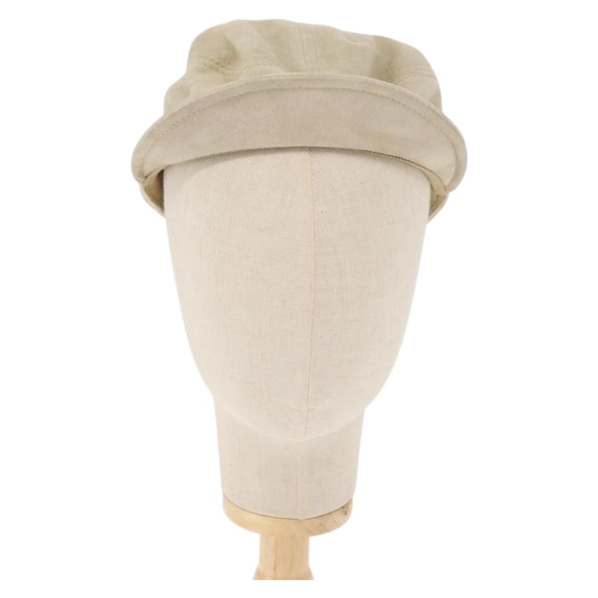 GUCCI Hunting Cap Suede M Beige Auth hk3163