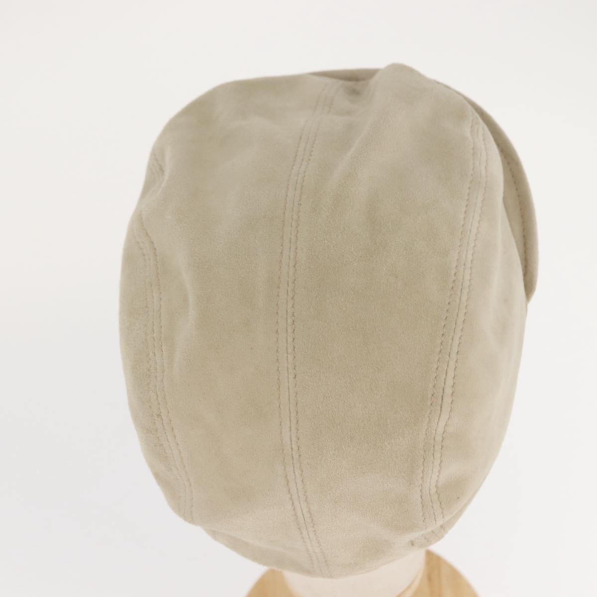 GUCCI Hunting Cap Suede M Beige Auth hk3163