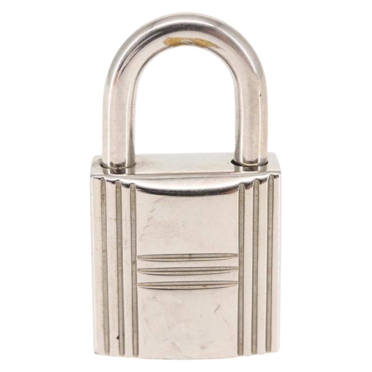 HERMES Cadena Padlock metal Silver Auth hk3164