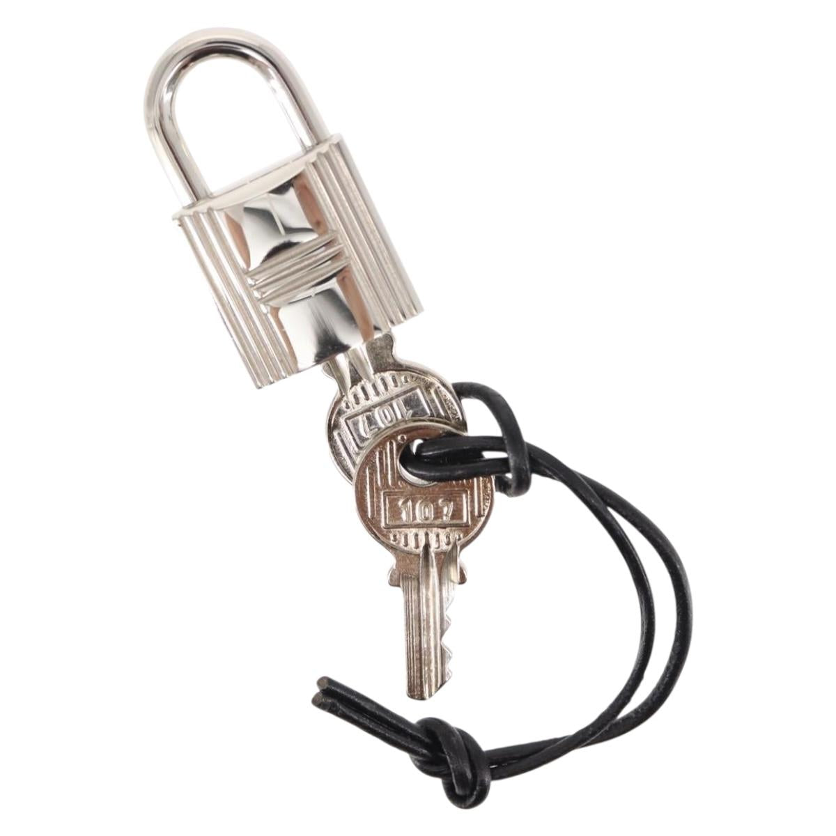 HERMES Cadena Padlock metal Silver Auth hk3166