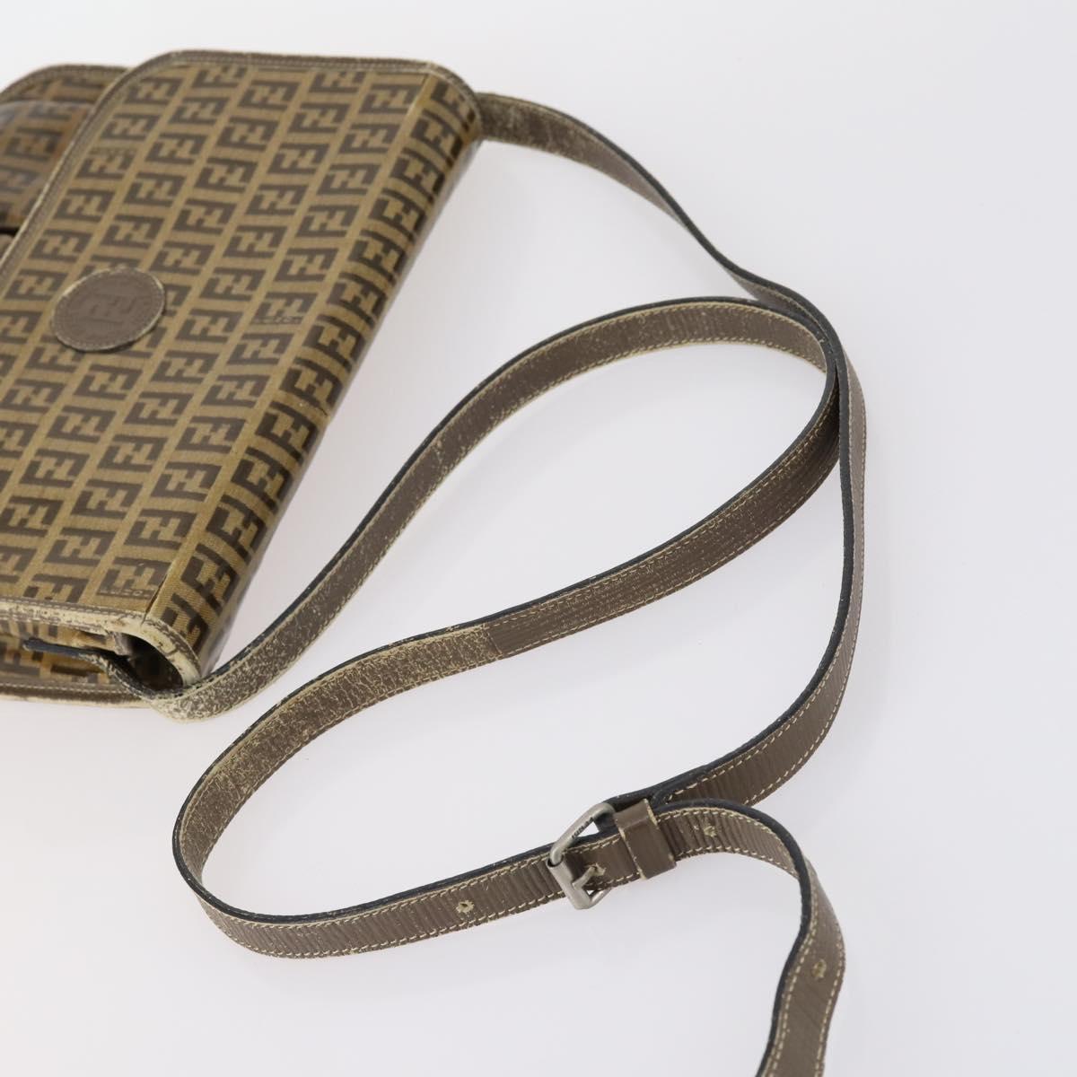 FENDI Zucca Canvas Zucchino Canvas Hand Bag Enamel 2Set Black Brown Auth hk3167