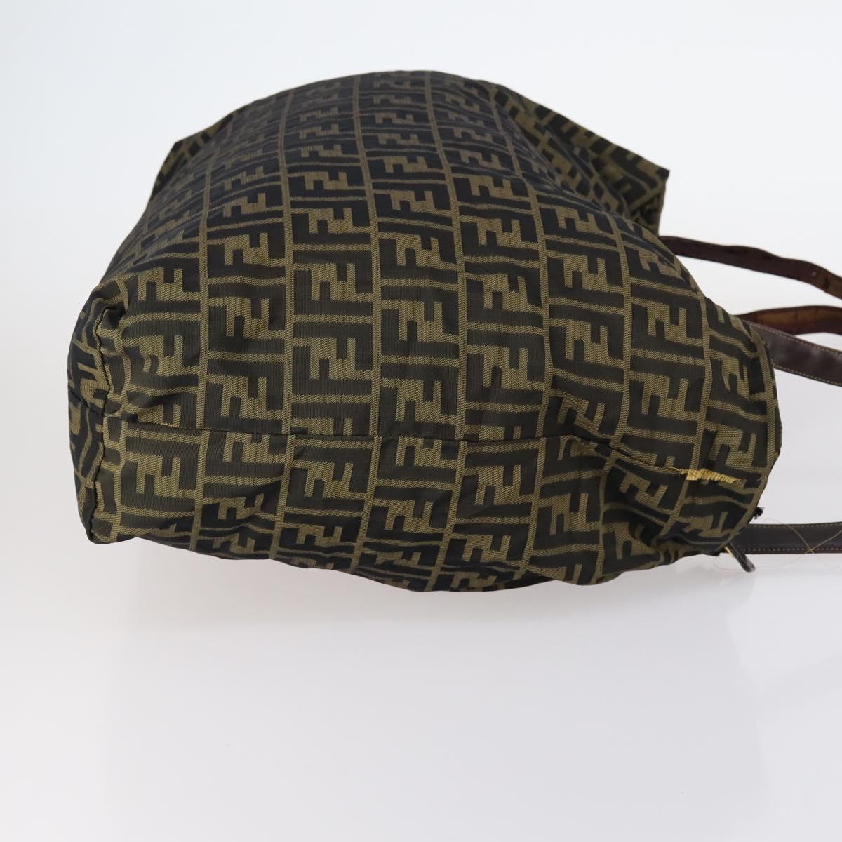 FENDI Zucca Canvas Zucchino Canvas Hand Bag Enamel 2Set Black Brown Auth hk3167