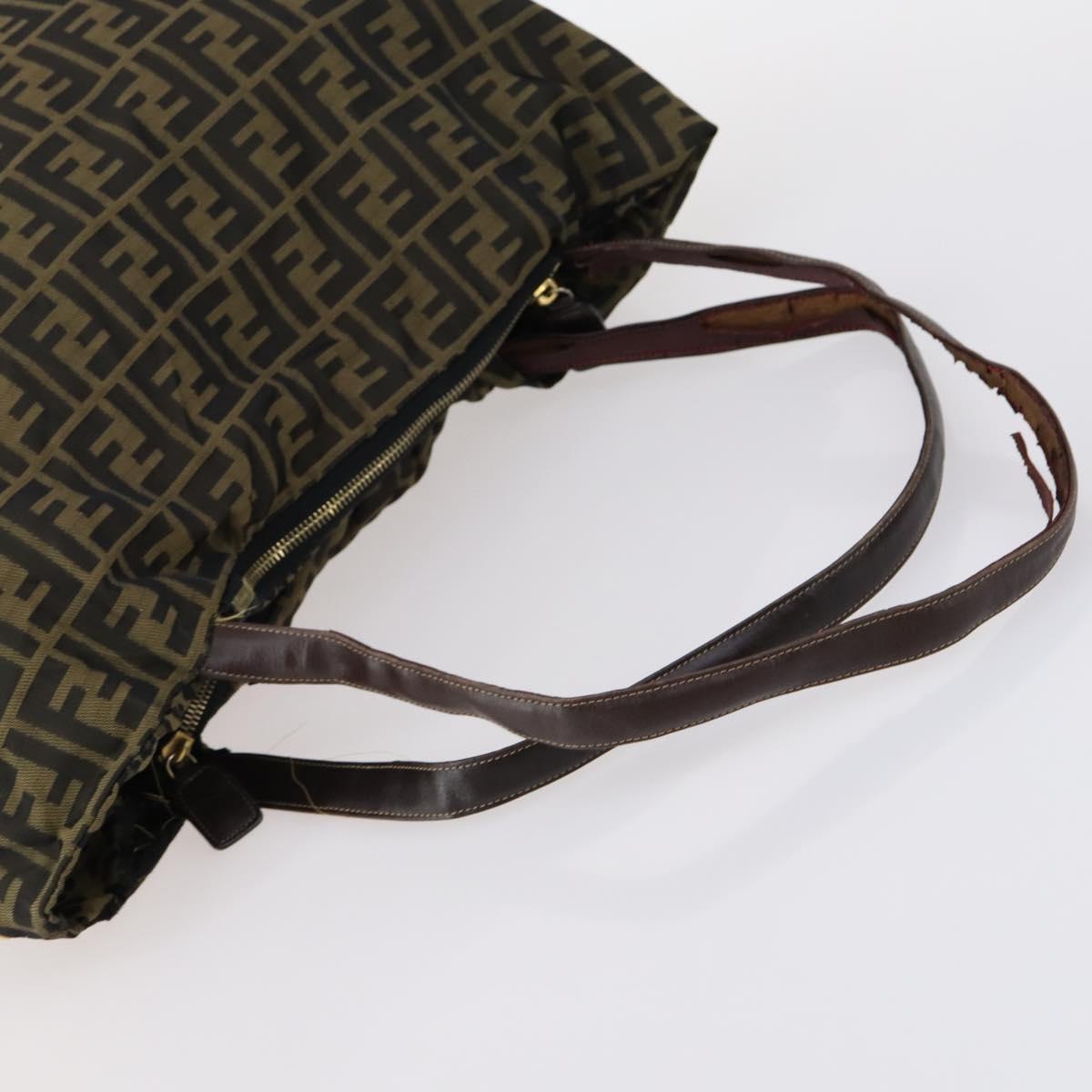 FENDI Zucca Canvas Zucchino Canvas Hand Bag Enamel 2Set Black Brown Auth hk3167