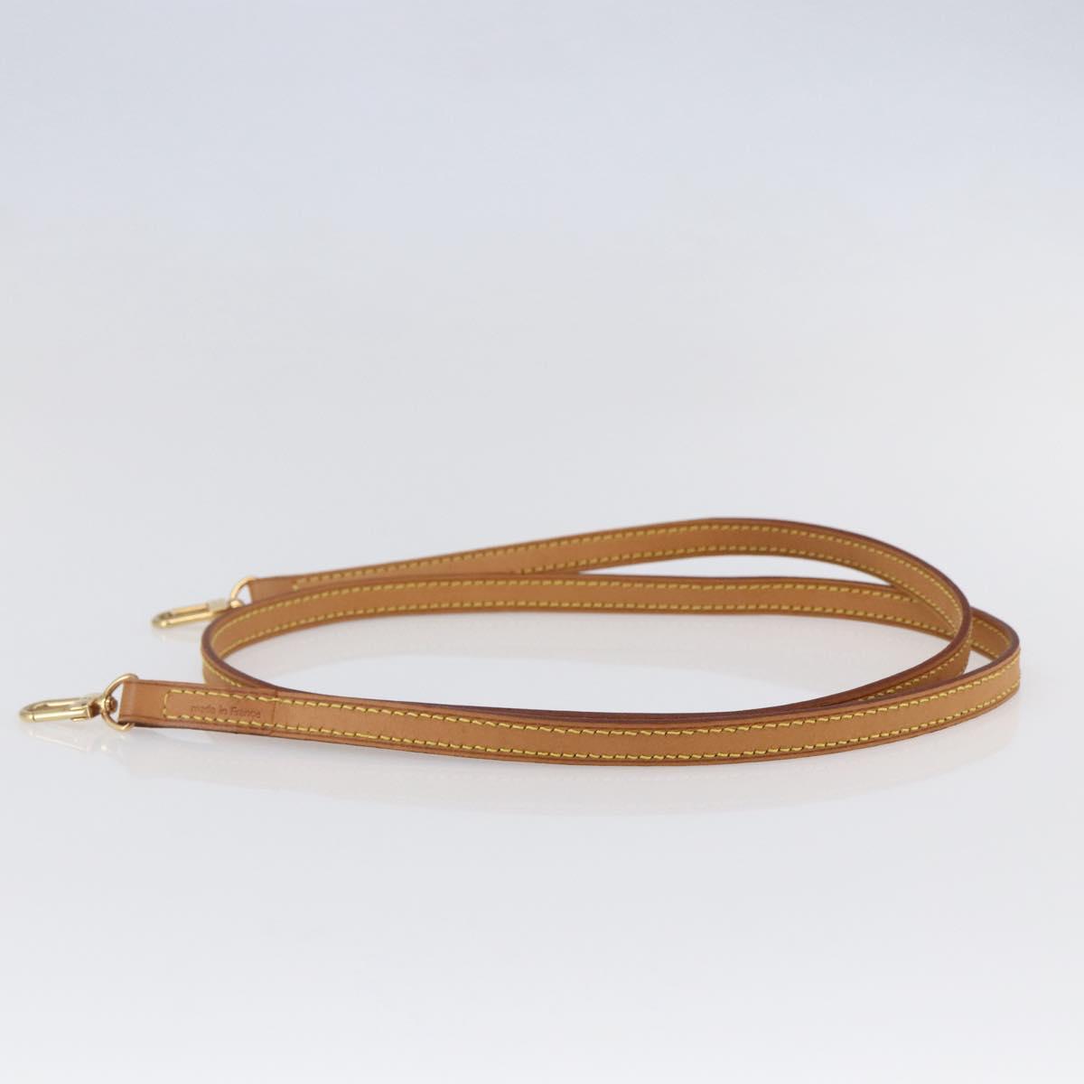 LOUIS VUITTON Shoulder Strap Leather 47.2"" Beige LV Auth hk3168