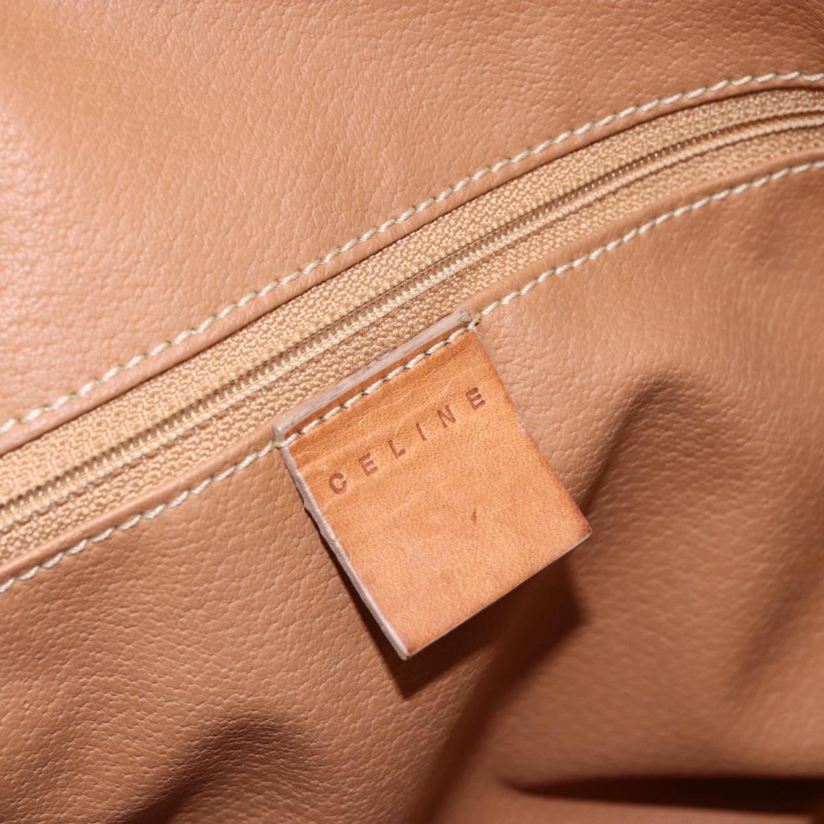 CELINE Macadam Canvas Hand Bag PVC Leather Beige Gold Auth hk3172