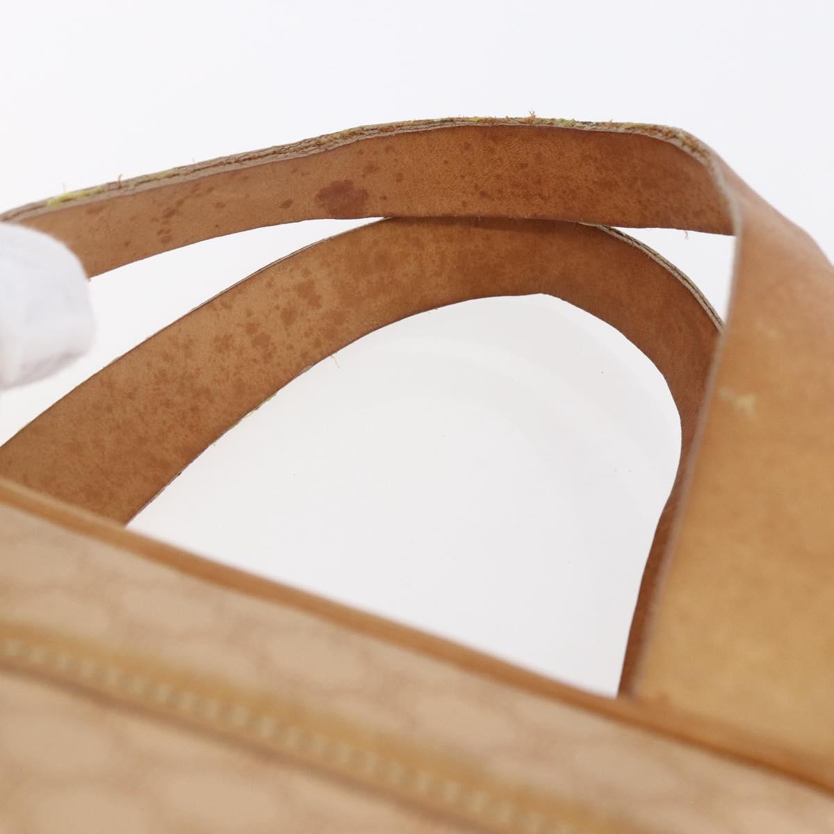 CELINE Macadam Canvas Hand Bag PVC Leather Beige Gold Auth hk3172