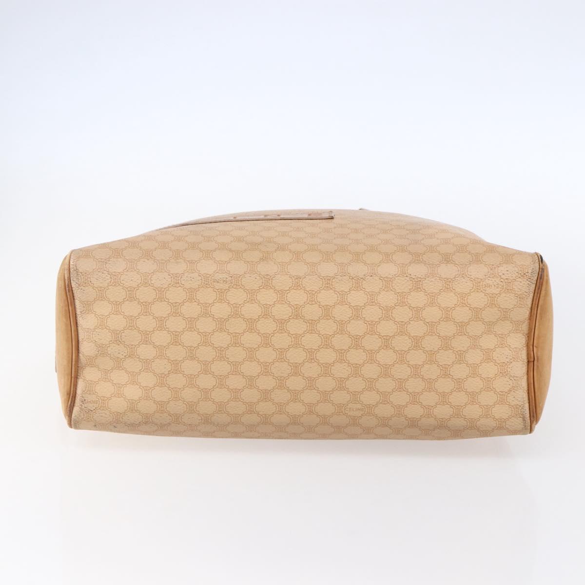 CELINE Macadam Canvas Hand Bag PVC Leather Beige Gold Auth hk3172