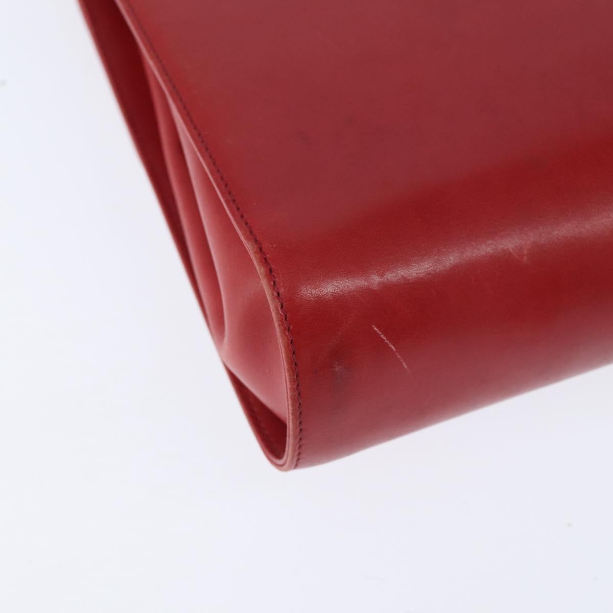 Salvatore Ferragamo Gancini Shoulder Bag Leather Red Gold Auth hk3177