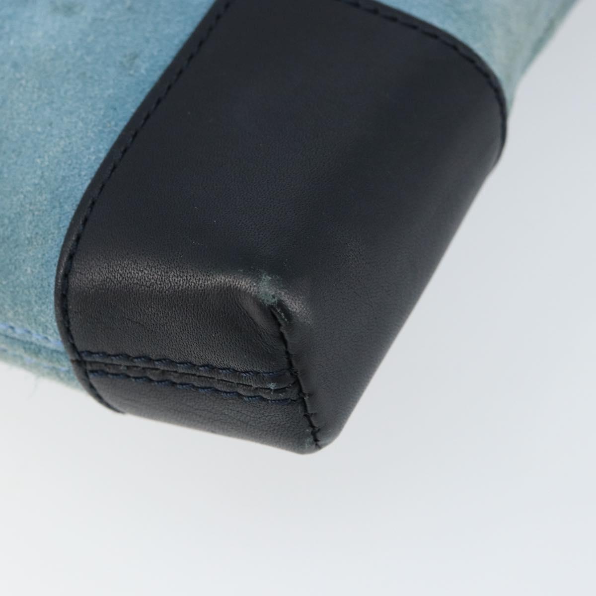 LOEWE Anagram Shoulder Bag Suede Leather Light Blue Navy Auth hk3179