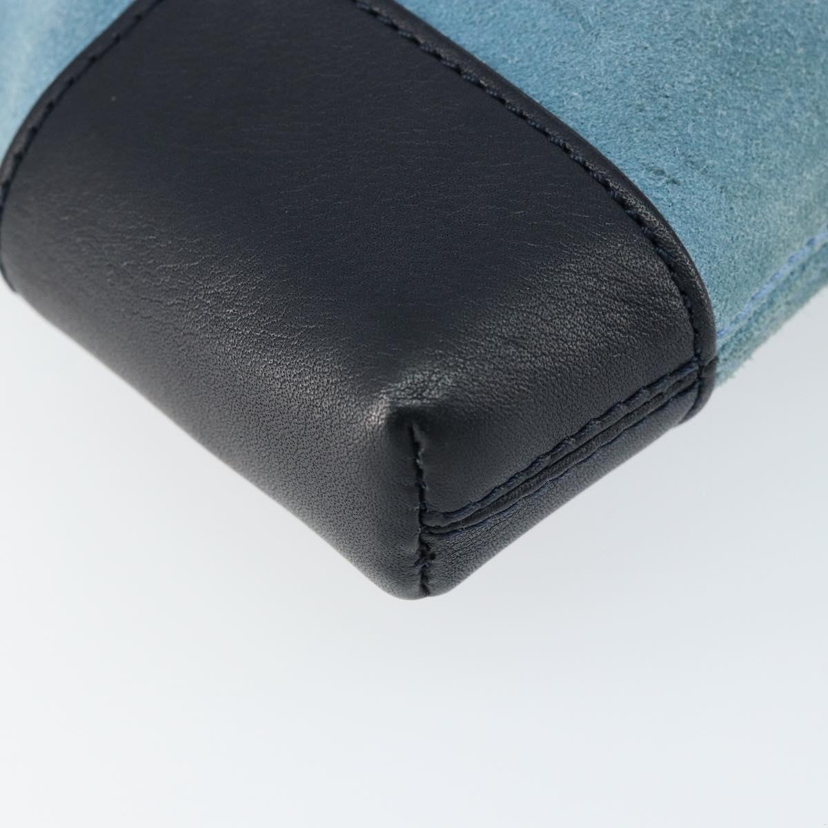 LOEWE Anagram Shoulder Bag Suede Leather Light Blue Navy Auth hk3179