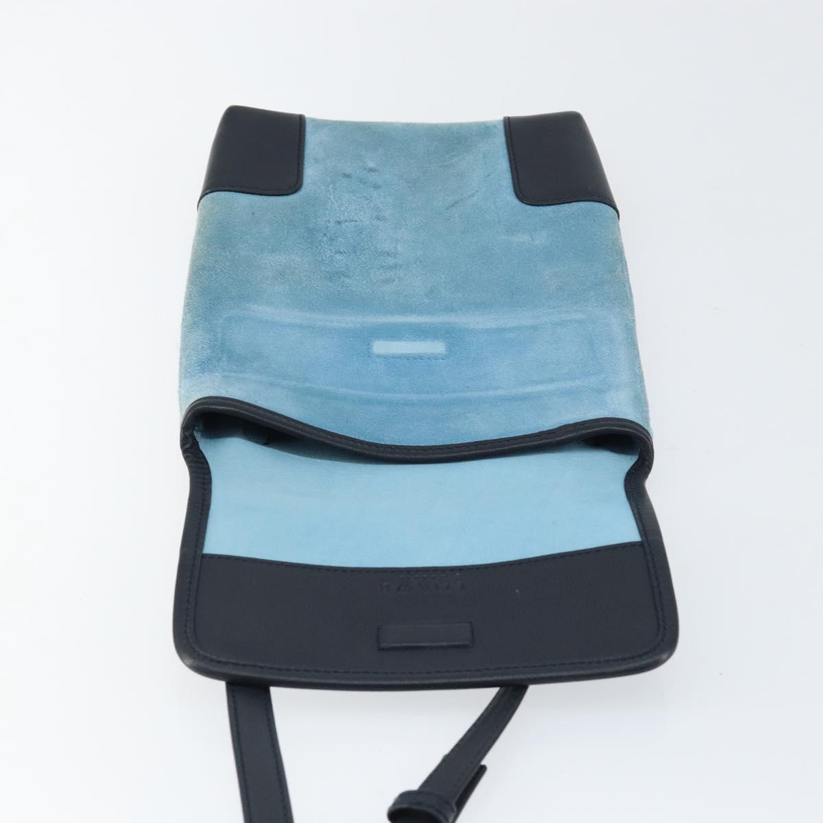 LOEWE Anagram Shoulder Bag Suede Leather Light Blue Navy Auth hk3179