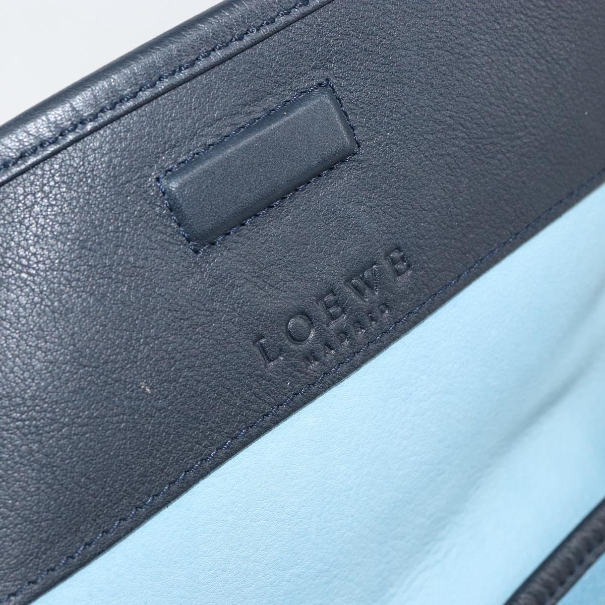 LOEWE Anagram Shoulder Bag Suede Leather Light Blue Navy Auth hk3179