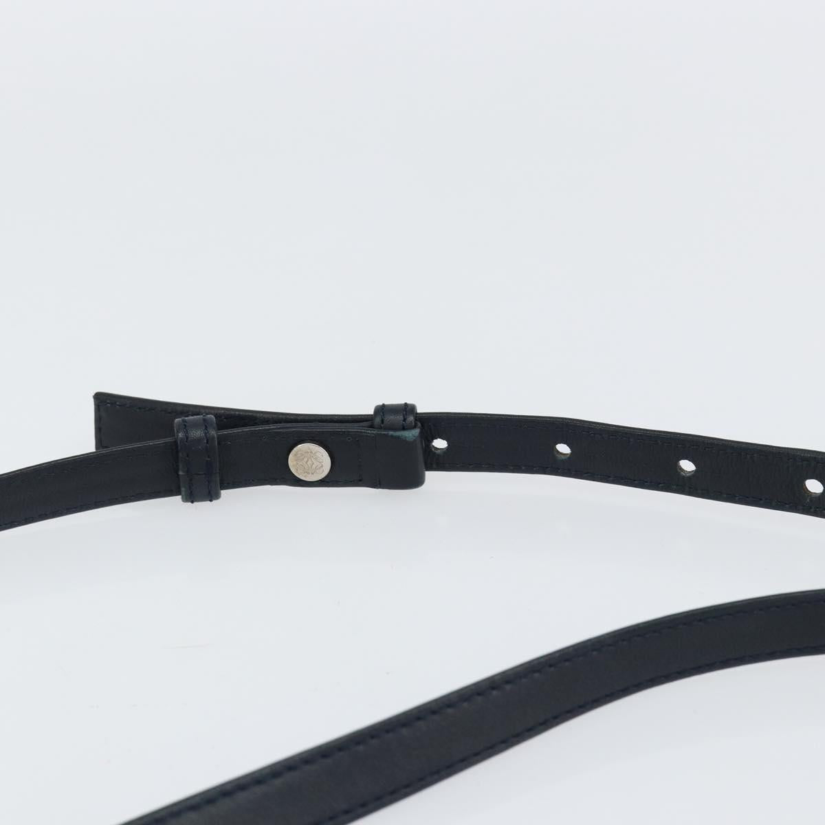 LOEWE Anagram Shoulder Bag Suede Leather Light Blue Navy Auth hk3179