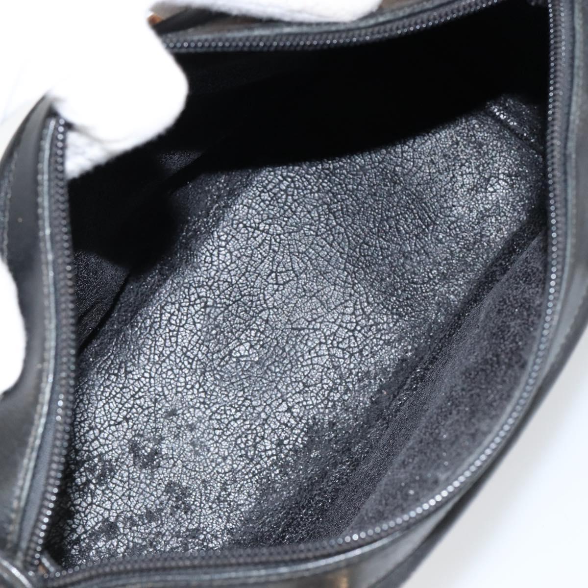 GUCCI Bamboo Hand Bag Leather 2way Black Gold 000 122 0294 Auth hk3185