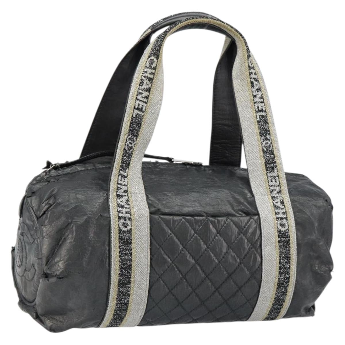 CHANEL Sports Hand Bag PVC Gray Silver CC Auth hk3194