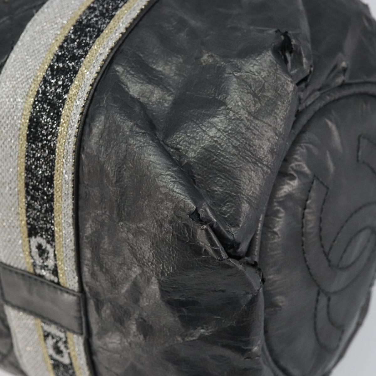 CHANEL Sports Hand Bag PVC Gray Silver CC Auth hk3194