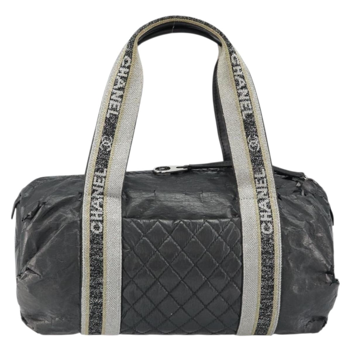 CHANEL Sports Hand Bag PVC Gray Silver CC Auth hk3194