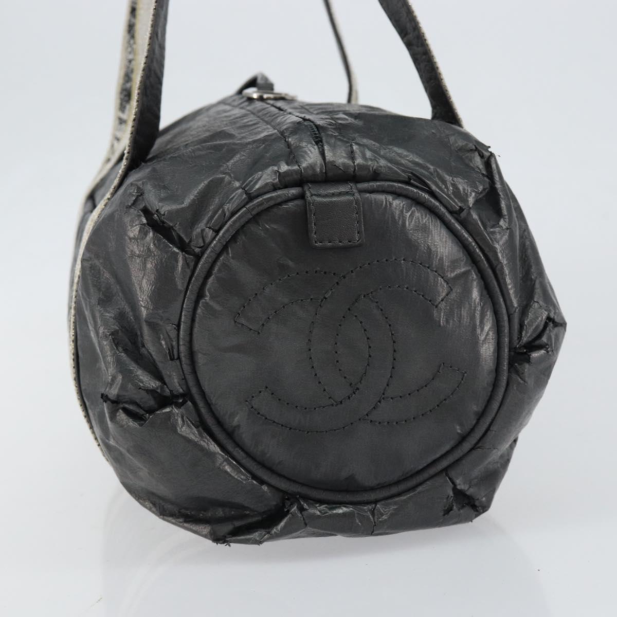 CHANEL Sports Hand Bag PVC Gray Silver CC Auth hk3194