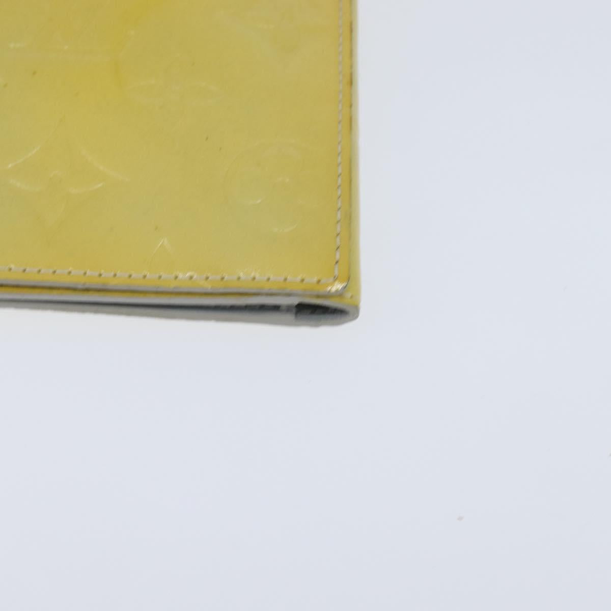 LOUIS VUITTON Monogram Vernis Walker Wallet Lime Yellow M91074 LV Auth hk3224