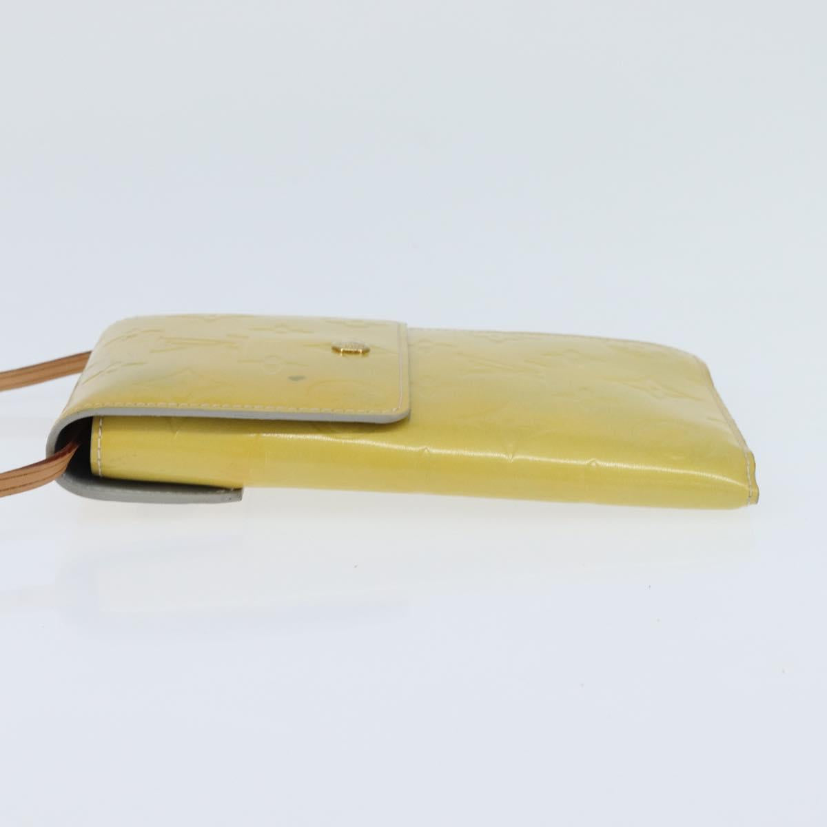 LOUIS VUITTON Monogram Vernis Walker Wallet Lime Yellow M91074 LV Auth hk3224