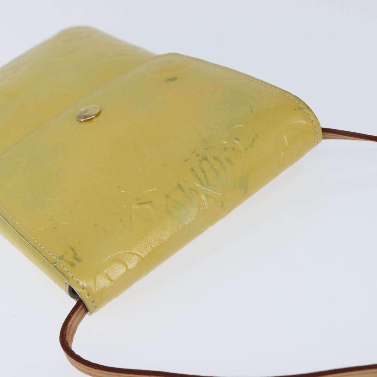 LOUIS VUITTON Monogram Vernis Walker Wallet Lime Yellow M91074 LV Auth hk3224