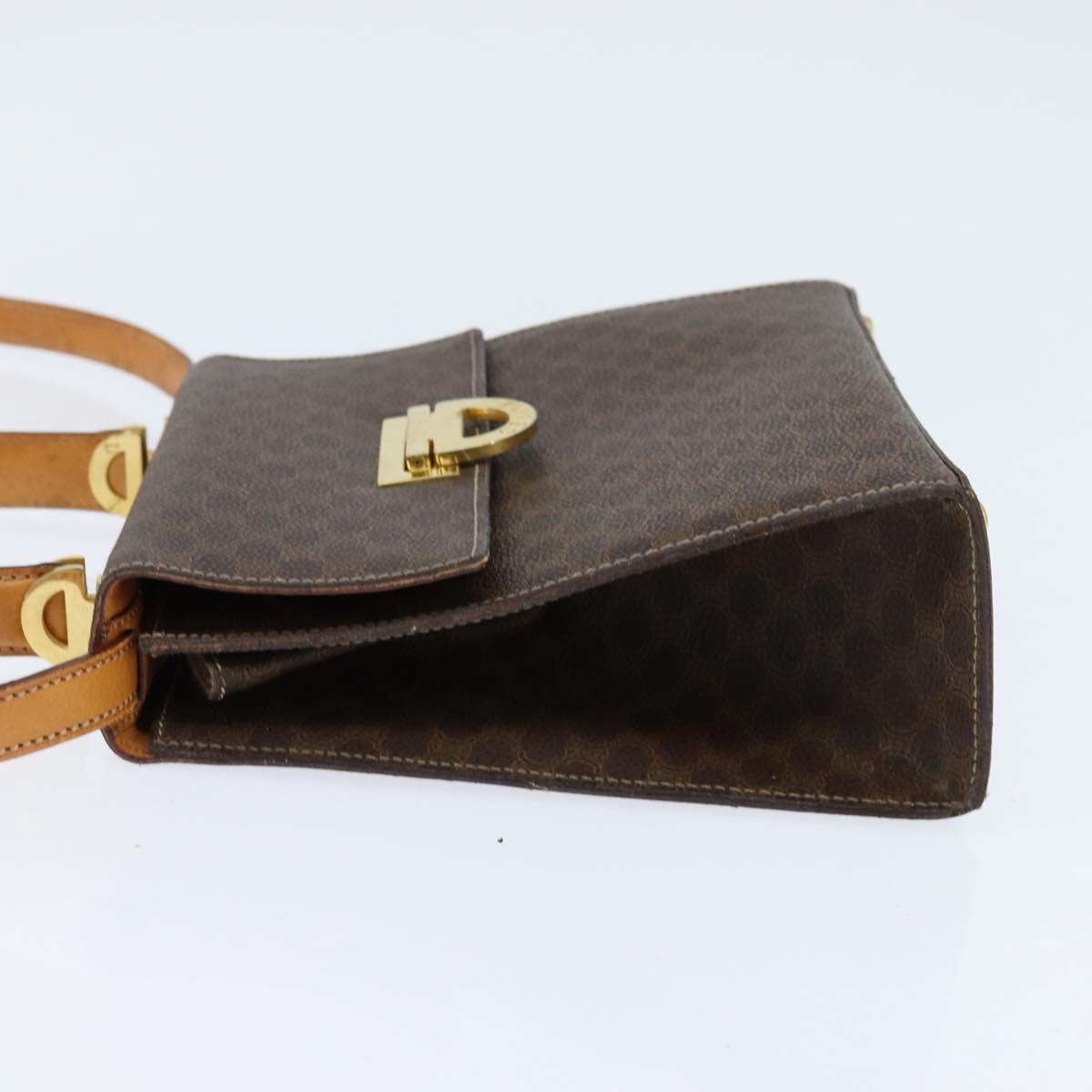 CELINE Macadam Canvas Hand Bag PVC Leather 2way Brown Gold Auth hk3227