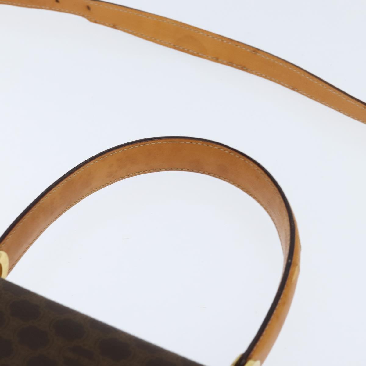 CELINE Macadam Canvas Hand Bag PVC Leather 2way Brown Gold Auth hk3227