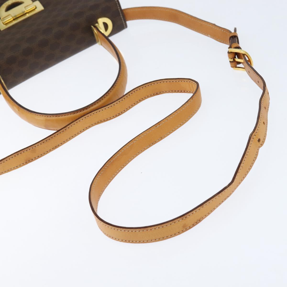 CELINE Macadam Canvas Hand Bag PVC Leather 2way Brown Gold Auth hk3227