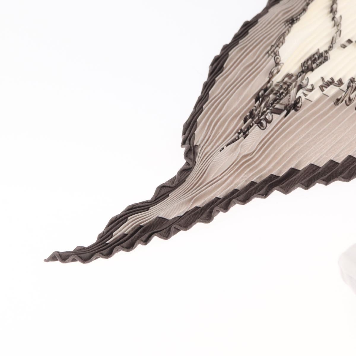 HERMES Pleated Scarf ""PARURES DES SABLES"" Silk Gray Auth hk3256