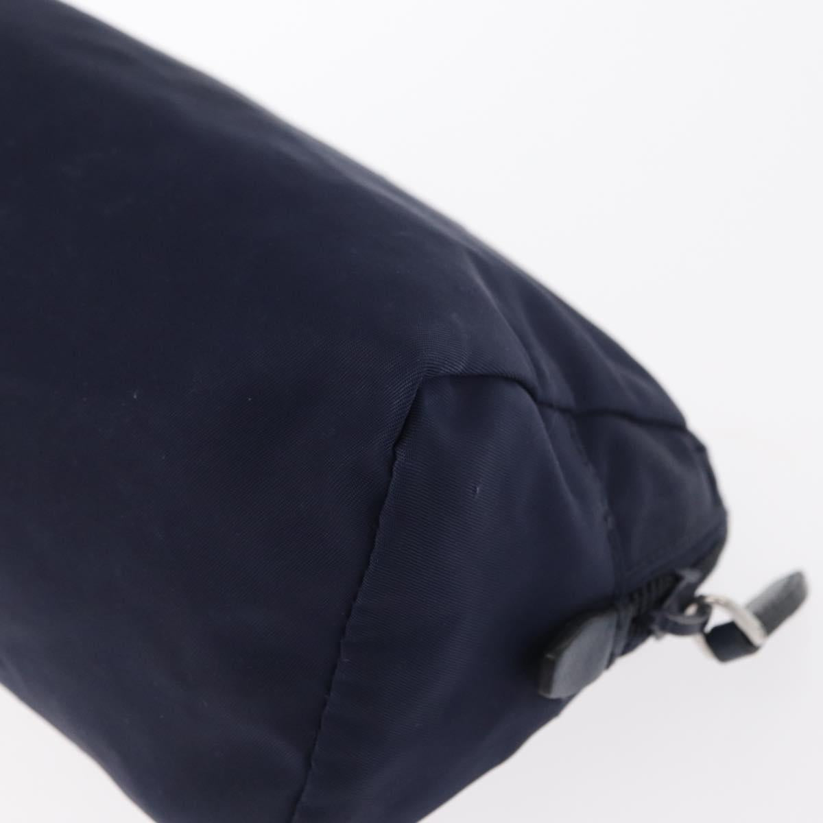 PRADA Pouch Nylon Navy Silver Auth hk3259