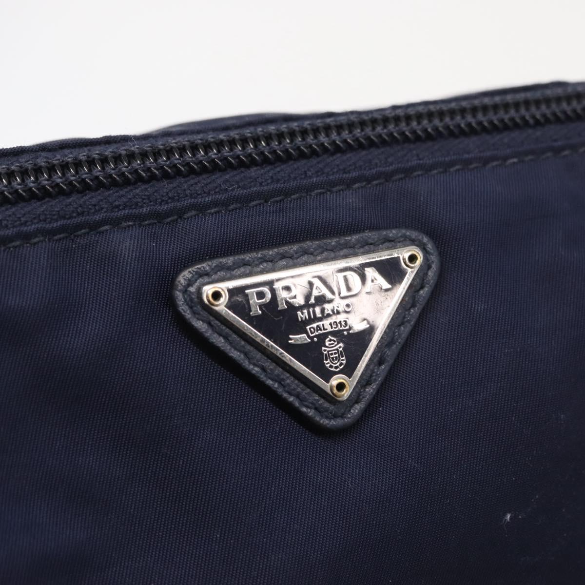 PRADA Pouch Nylon Navy Silver Auth hk3259