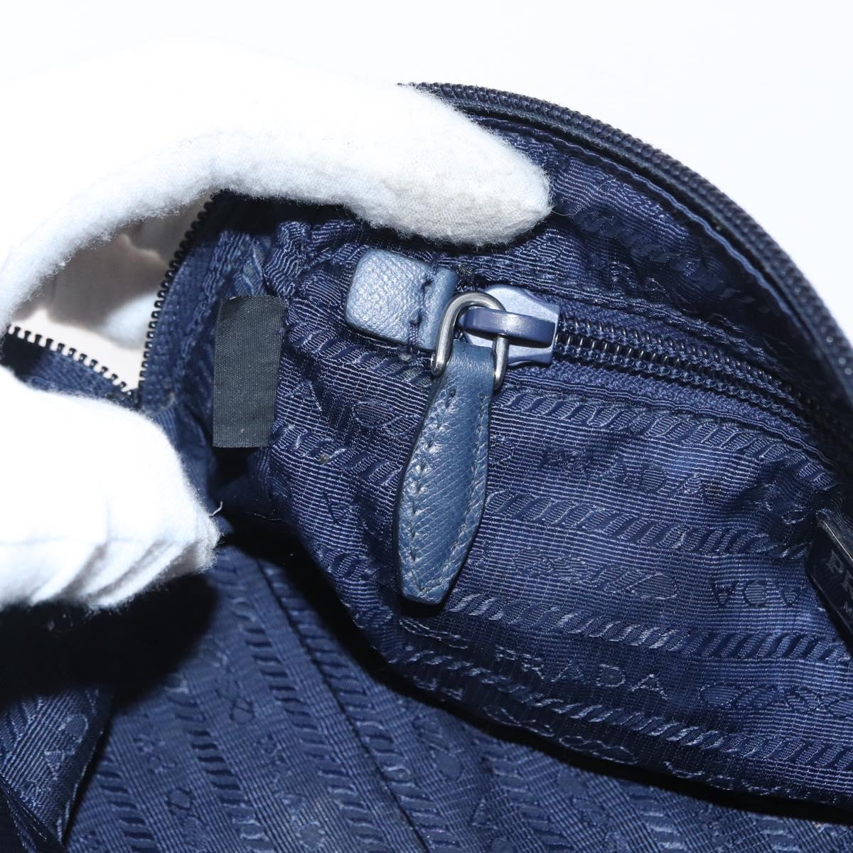 PRADA Pouch Nylon Navy Silver Auth hk3259