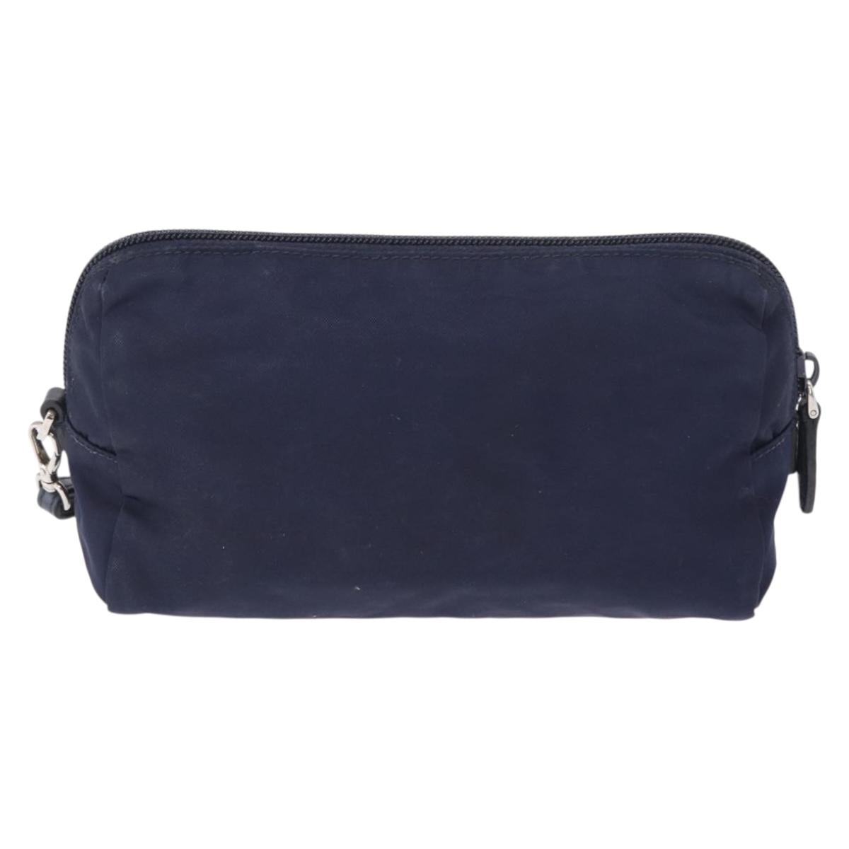 PRADA Pouch Nylon Navy Silver Auth hk3259