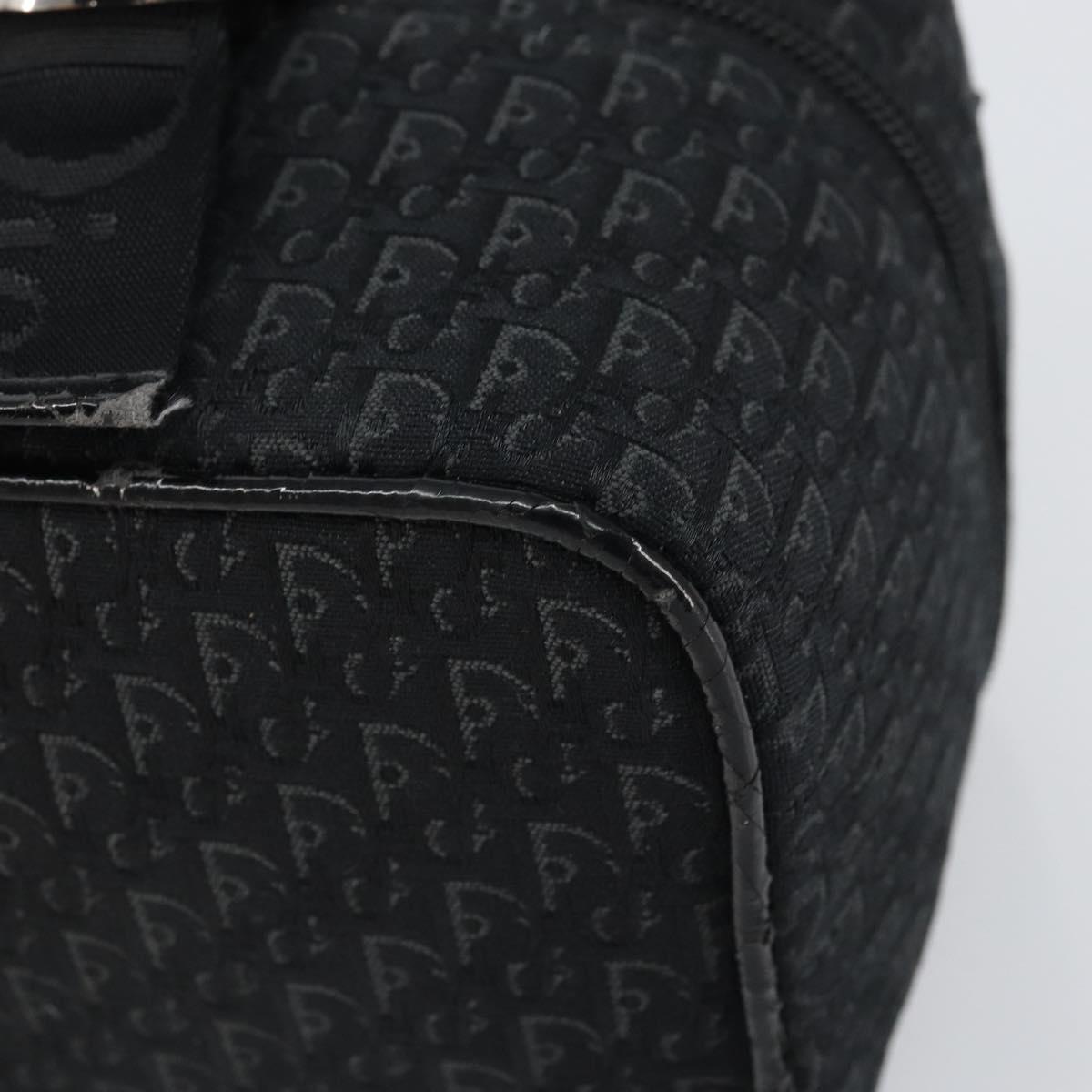 Christian Dior Trotter Canvas Vanity Pouch Black Silver Auth hk3266