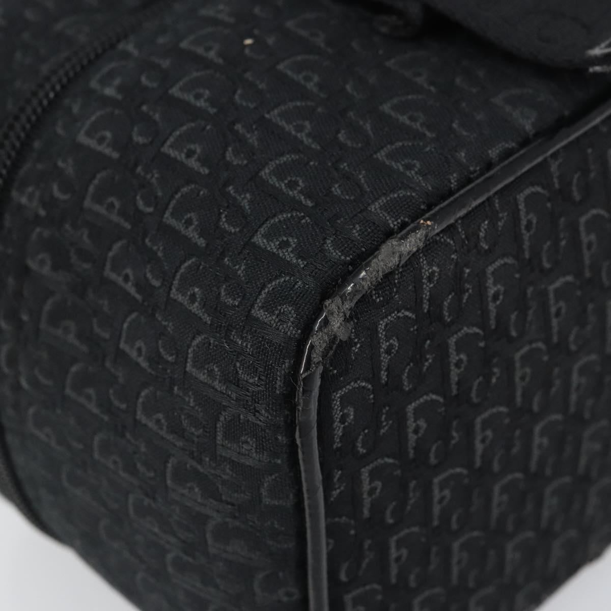 Christian Dior Trotter Canvas Vanity Pouch Black Silver Auth hk3266