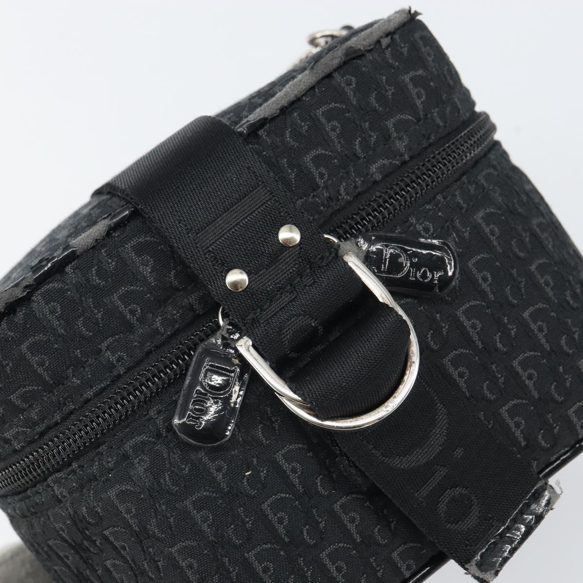 Christian Dior Trotter Canvas Vanity Pouch Black Silver Auth hk3266