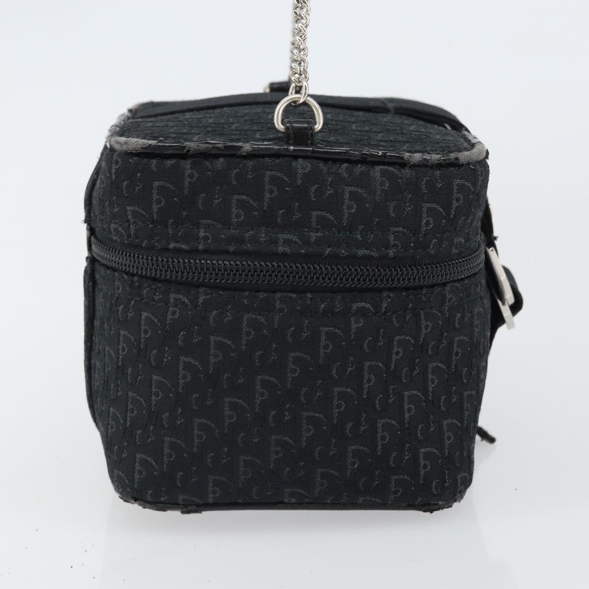 Christian Dior Trotter Canvas Vanity Pouch Black Silver Auth hk3266