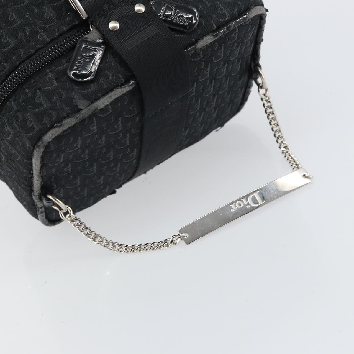 Christian Dior Trotter Canvas Vanity Pouch Black Silver Auth hk3266