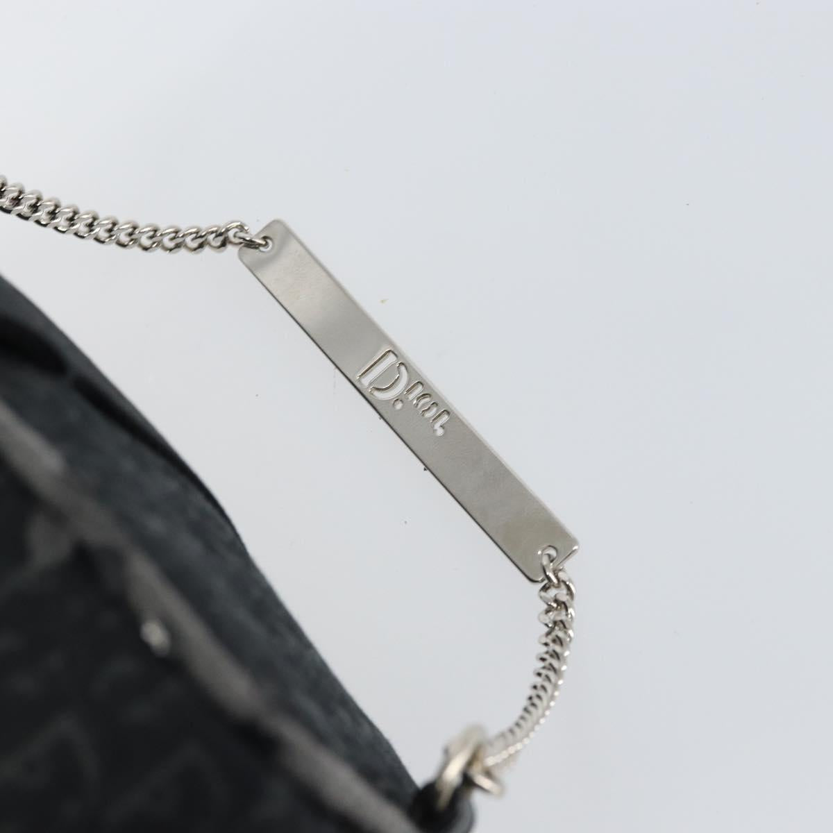 Christian Dior Trotter Canvas Vanity Pouch Black Silver Auth hk3266