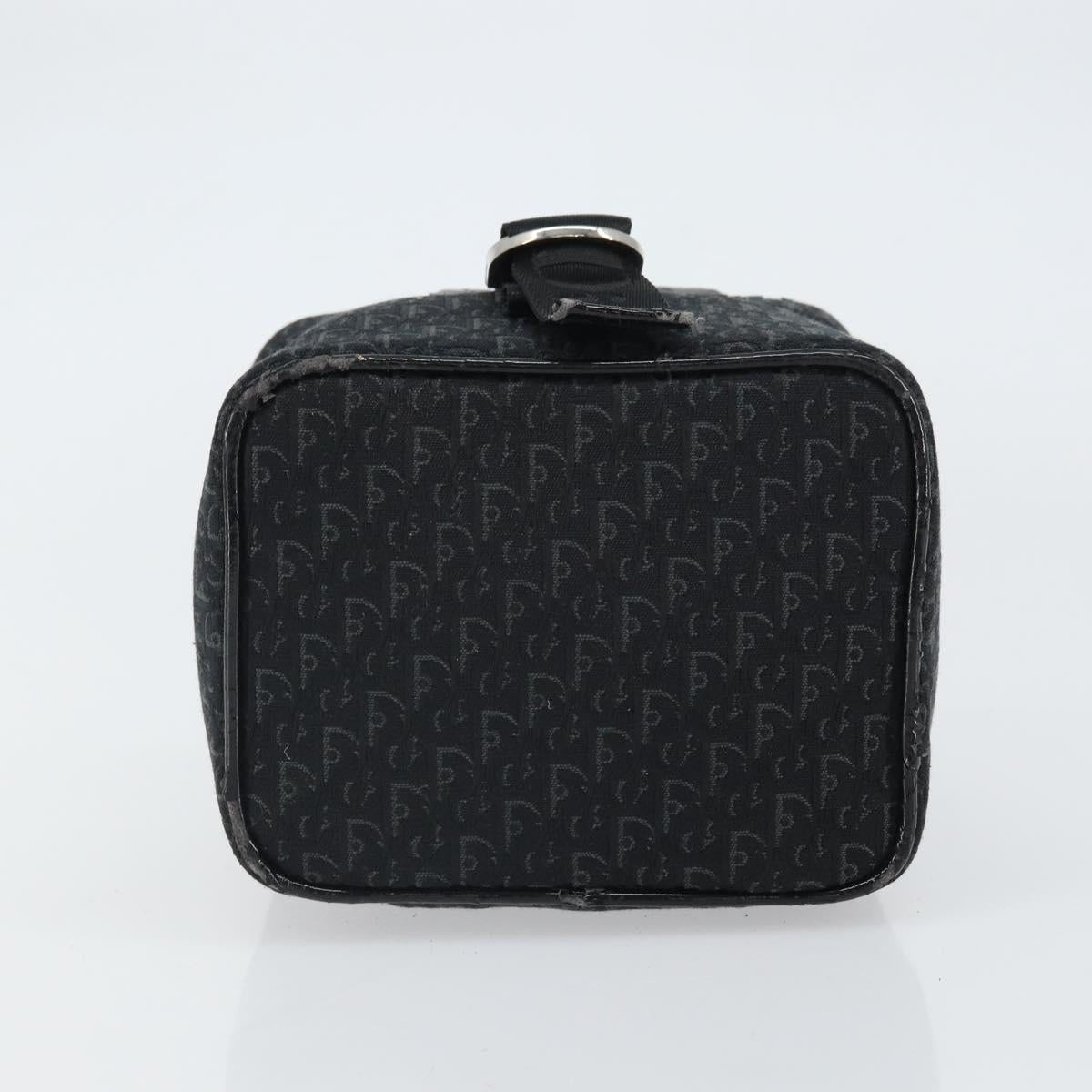 Christian Dior Trotter Canvas Vanity Pouch Black Silver Auth hk3266