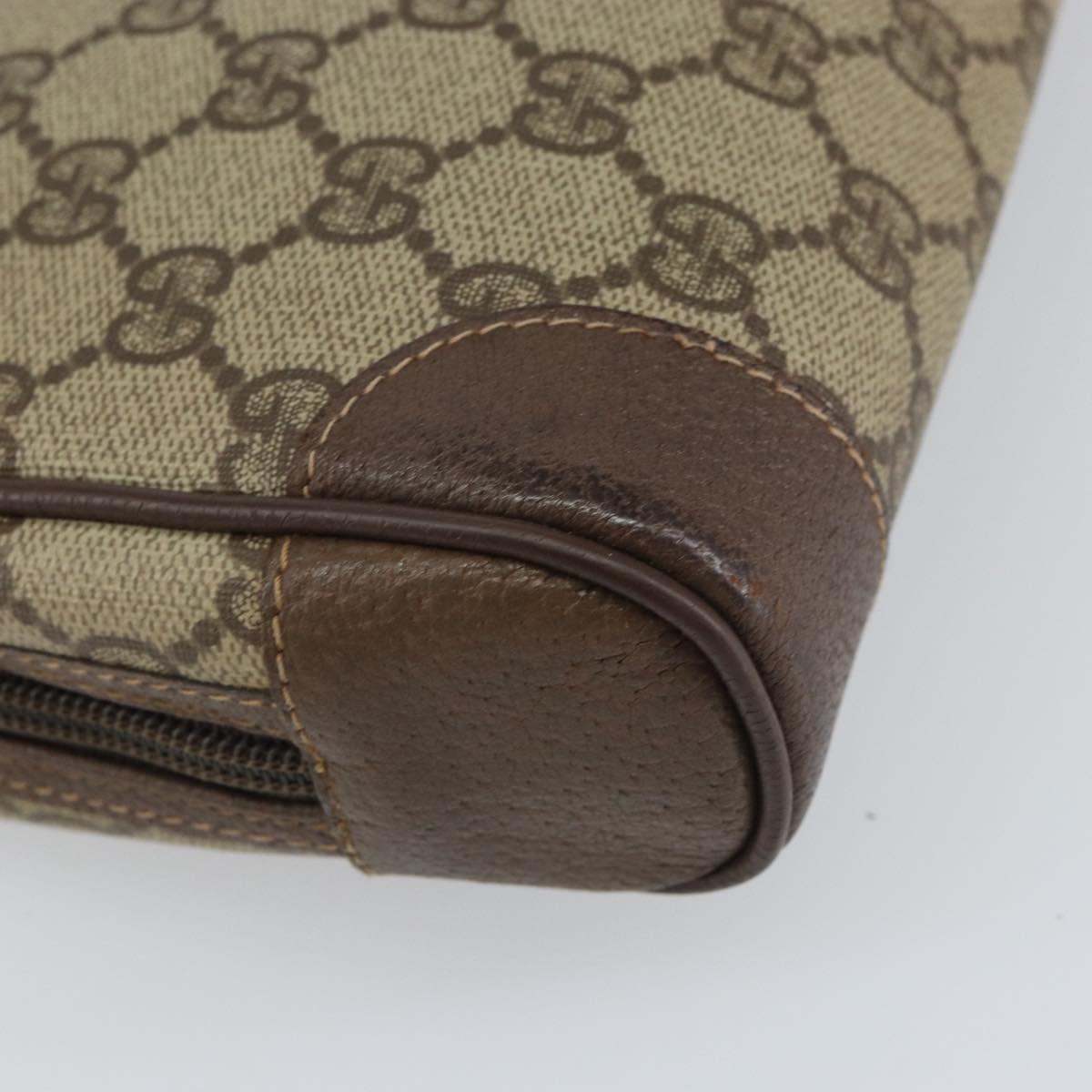 GUCCI GG Supreme Clutch Bag PVC Beige Auth hk3292
