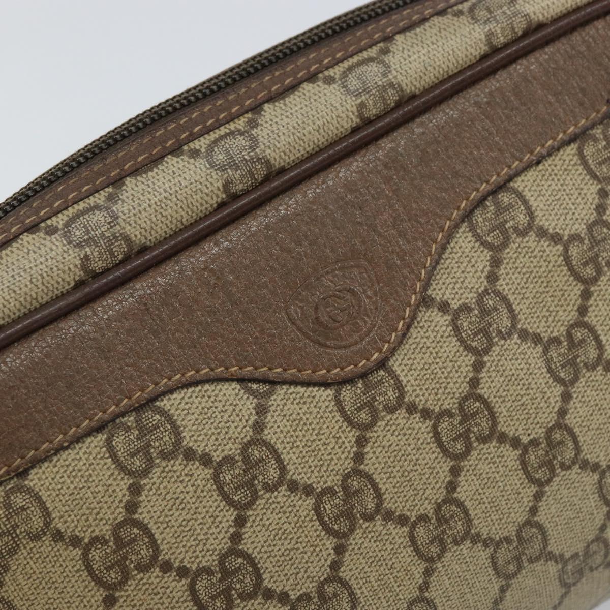 GUCCI GG Supreme Clutch Bag PVC Beige Auth hk3292