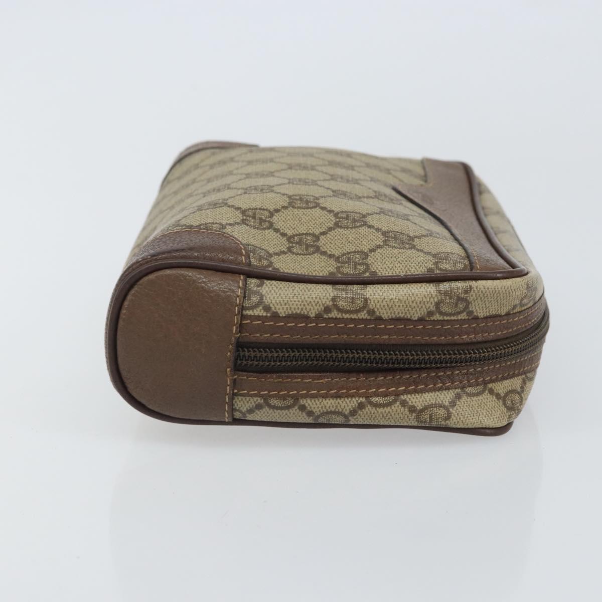 GUCCI GG Supreme Clutch Bag PVC Beige Auth hk3292