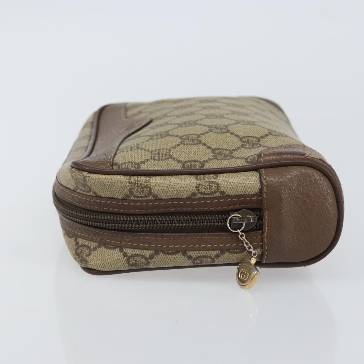 GUCCI GG Supreme Clutch Bag PVC Beige Auth hk3292