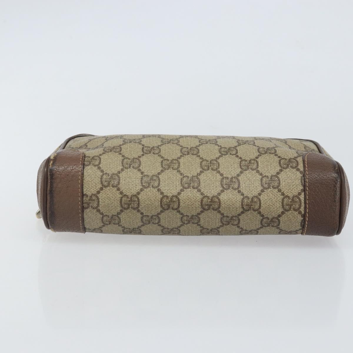 GUCCI GG Supreme Clutch Bag PVC Beige Auth hk3292