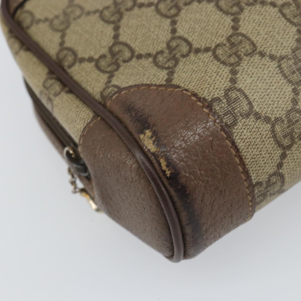 GUCCI GG Supreme Clutch Bag PVC Beige Auth hk3292